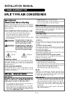 Fujitsu SPLIT TYPE AIR CONDITIONER Installation Manual preview