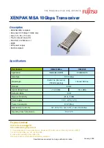 Предварительный просмотр 1 страницы Fujitsu XENPAK MSA XENPAK MSA Specifications