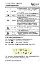 Preview for 8 page of Funke ATR833S Operation And Installation Instruction