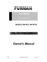 Preview for 1 page of Furman PM-PRO Owner'S Manual