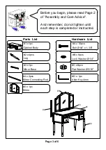 Preview for 3 page of Furniture of America CM-DK5232 Assembly Instructions Manual