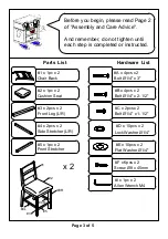 Preview for 3 page of Furniture of America CM3882PC - 2PK Assembly Instructions