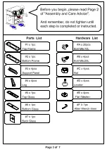 Preview for 3 page of Furniture of America CM5273-TV-72 Assembly Instructions Manual