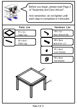 Preview for 3 page of Furniture of America Kristie CM3314T-5PK Assembly Instructions Manual