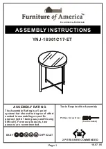 Preview for 1 page of Furniture of America YNJ-16901C17-ET Assembly Instructions Manual