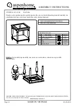 Предварительный просмотр 1 страницы Furniture Values International aspenhome I233-9140 Assembly Instructions