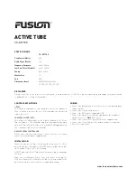 Preview for 1 page of Fusion ACTIVE TUBE CS-AT1100 Installation Manual