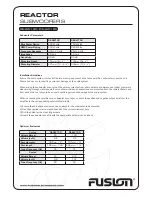 Preview for 1 page of Fusion REACTOR RE-SW120 Instruction Manual