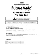 Предварительный просмотр 4 страницы Future light DJ-HEAD 575 SPOT User Manual