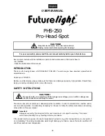 Preview for 23 page of Future light PHS-250 Pro-Head-Spot User Manual