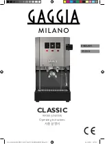 Gaggia Milano CLASSIC Operating Instructions Manual preview