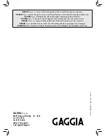 Gaggia 10001699 Operating Instructions Manual preview