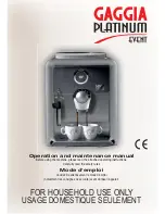 Preview for 1 page of Gaggia 10001704 Operation And Maintenance Manual