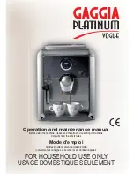 Preview for 1 page of Gaggia 10001705 Operation And Maintenance Manual