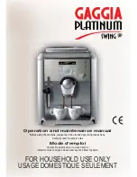 Preview for 1 page of Gaggia 10001707 Operation And Maintenance Manual