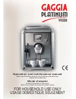 Preview for 1 page of Gaggia 10001708 Operation And Maintenance Manual