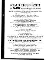 Preview for 2 page of Gaggia Expresso/Cappuccino Makers Instructions Manual