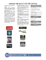 Предварительный просмотр 2 страницы Gainward GT220 1024MB DDR2 Brochure