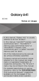 Preview for 1 page of Galaxy Galaxy A41 Notes On Usage