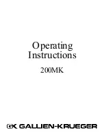 Предварительный просмотр 1 страницы Gallien-Krueger 200MK Operating Instructions