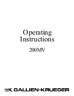 Предварительный просмотр 1 страницы Gallien-Krueger 200MV Operating Instructions Manual