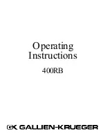 Gallien-Krueger 400RB series Operating Instructions preview