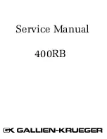 Предварительный просмотр 1 страницы Gallien-Krueger 400RB series Service Manual