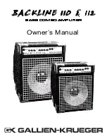 Gallien-Krueger Backline 112 Owner'S Manual предпросмотр