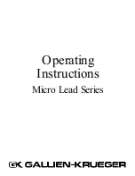 Gallien-Krueger Micro Lead series Operating Instructions Manual предпросмотр