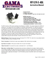 GAMA Electronics RF12V-2-ASL Instruction Manual preview