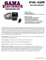 Preview for 1 page of GAMA Electronics RF340-100APR Instruction Manual