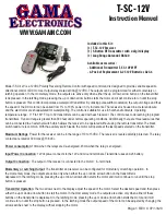 GAMA Electronics T-SC-12V Instruction Manual предпросмотр