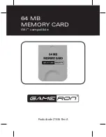 GAMERON 64 MB MEMORY CARD FOR WII Manual preview