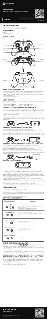 Preview for 1 page of GameSir T4k User Manual