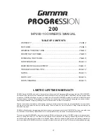 Предварительный просмотр 2 страницы Gamma Progression 200 Owner'S Manual