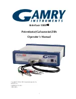 Preview for 1 page of Gamry Instruments Interface 1000 Operator'S Manual