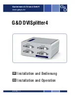 Preview for 1 page of G&D DVISplitter4 Installation And Operation Manual