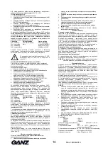 Предварительный просмотр 13 страницы Ganz GH-F12 Instruction Manual