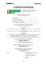 Preview for 2 page of Garbin TZ 100 2009 Use & Maintenance Manual