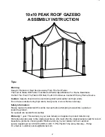 Preview for 2 page of Garden Oasis PEAKED TOP GAZEBO Owner'S Manual