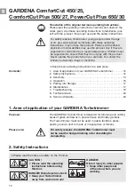 Предварительный просмотр 2 страницы Gardena ComfortCut Plus 500/27 Operating Instructions Manual