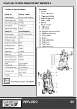 Предварительный просмотр 6 страницы GARDENJACK PWV1500 Safety And Operating Manual