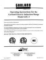 Preview for 1 page of Garland GIU-3 Operating Instructions Manual