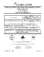 Preview for 1 page of Garland GX Series Installation And Operation Instructions Manual