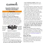 Предварительный просмотр 1 страницы Garmin eTrex H - Hiking GPS Receiver Safety And Product Information