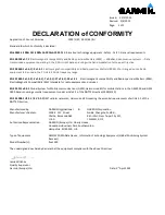 Preview for 1 page of Garmin fleet 590 Declaration Of Conformity