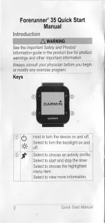 Предварительный просмотр 2 страницы Garmin Forerunner 35 Quick Start Manual