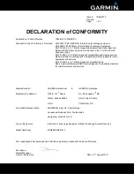 Preview for 1 page of Garmin Forerunner 410 Declaration Of Conformity