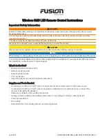 Garmin Fusion Wireless RGB LED Remote Control Instructions Manual preview