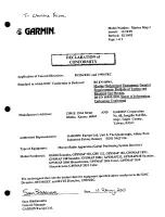 Предварительный просмотр 1 страницы Garmin GPS 152 - Marine Receiver Declaration Of Conformity
